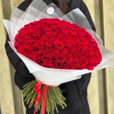 Букет 101 роза красная 52 см