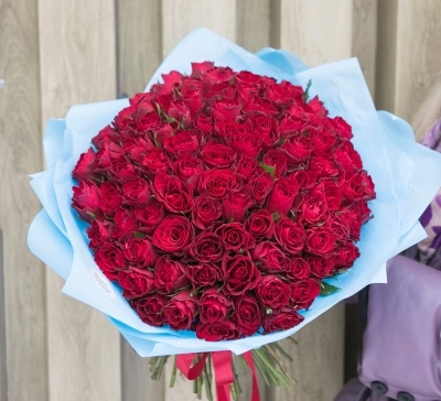 Букет из 101 красной розы (КЕНИЯ) 40 см Standart