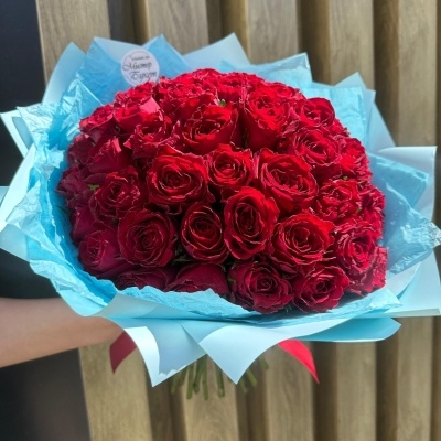 Букет из 51 красной розы (КЕНИЯ) 40 см Standart
